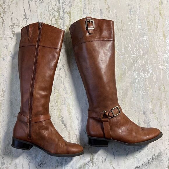INC International Concepts British tan Leather Riding Boots - Picture 1 of 13